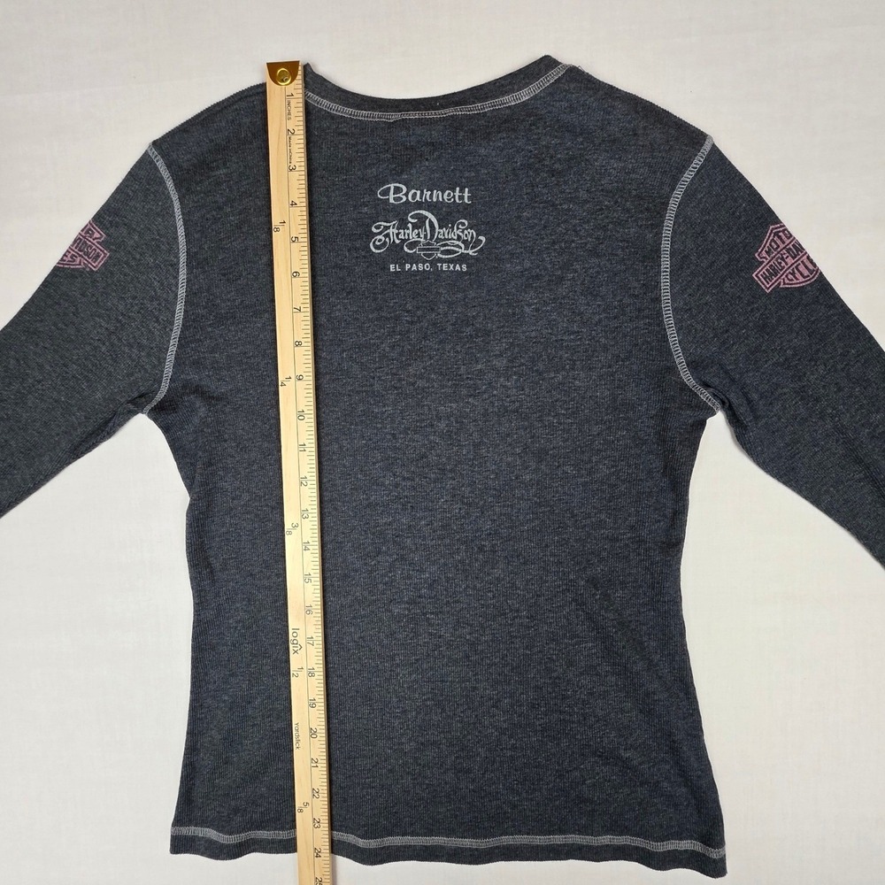 Harley-Davidson Thermal Top Womens‎ L Charcoal Pink Barnett El Paso Biker - Picture 9 of 10